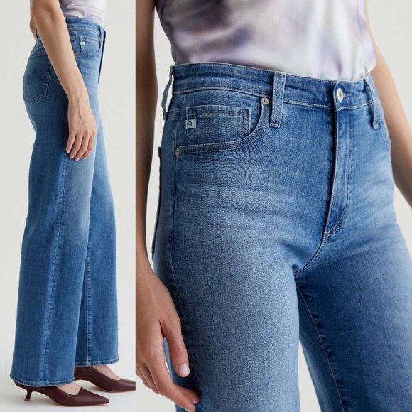 AG Kora High Waist Wide Leg Jeans In Fortunate Blue Women's 31 Designer $235 - Picture 2 of 16